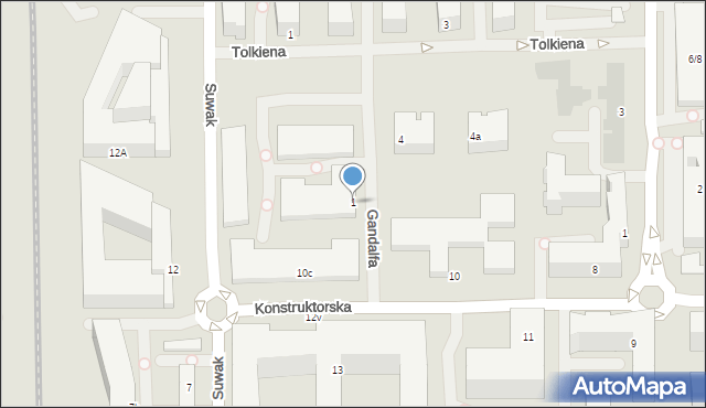 Warszawa, Gandalfa, 1, mapa Warszawy