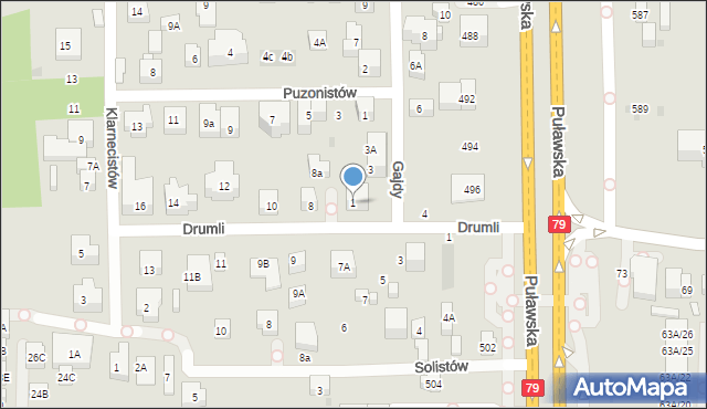 Warszawa, Gajdy, 1, mapa Warszawy