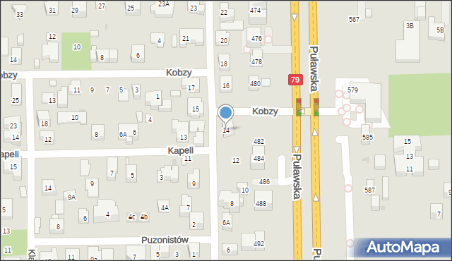 Warszawa, Gajdy, 14, mapa Warszawy