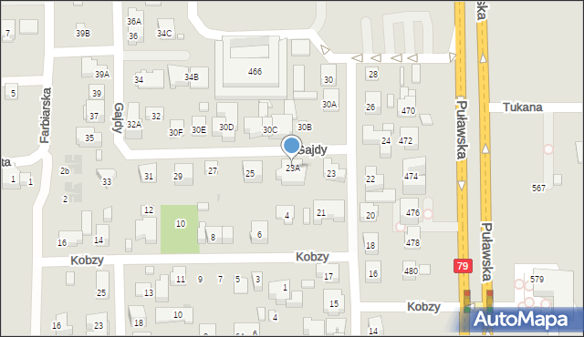 Warszawa, Gajdy, 23A, mapa Warszawy