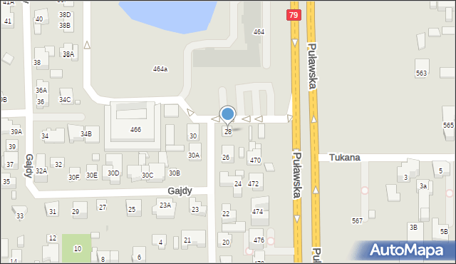 Warszawa, Gajdy, 28, mapa Warszawy