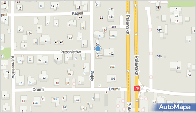 Warszawa, Gajdy, 6, mapa Warszawy