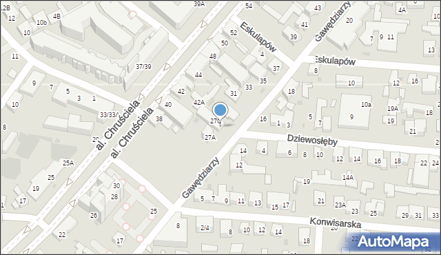 Warszawa, Gawędziarzy, 27B, mapa Warszawy