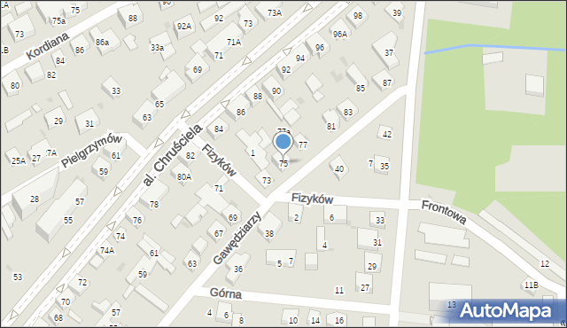 Warszawa, Gawędziarzy, 75, mapa Warszawy