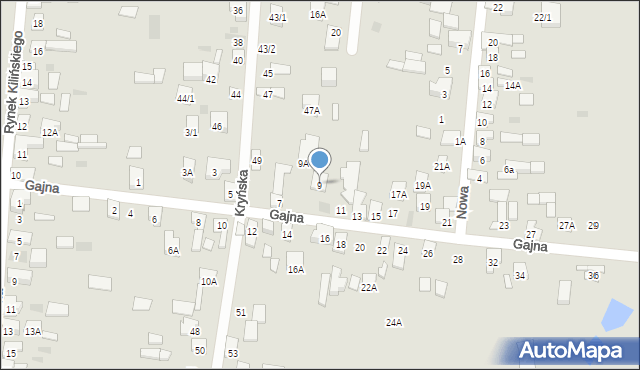 Wasilków, Gajna, 9, mapa Wasilków