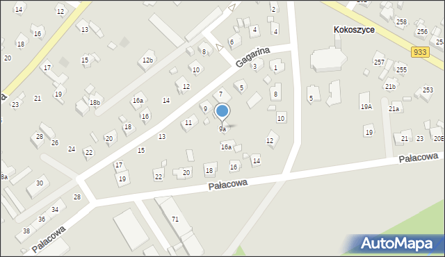 Wodzisław Śląski, Gagarina Jurija, 9a, mapa Wodzisławia Śląskiego