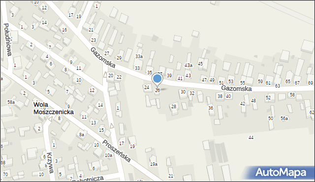 Wola Moszczenicka, Gazomska, 26, mapa Wola Moszczenicka