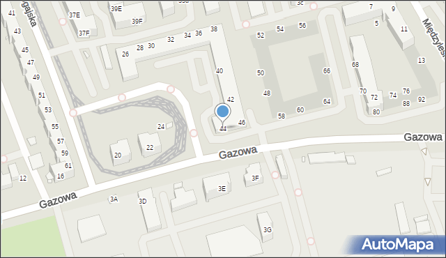 Wrocław, Gazowa, 44, mapa Wrocławia