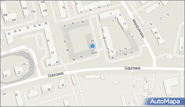 Wrocław, Gazowa, 64, mapa Wrocławia