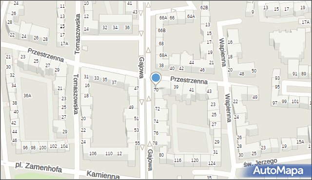 Wrocław, Gajowa, 70, mapa Wrocławia