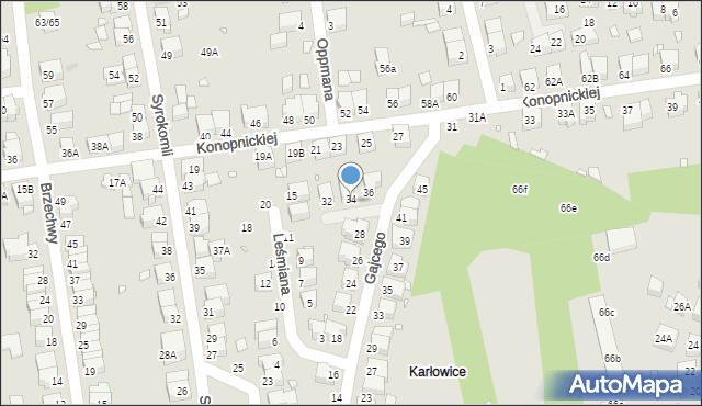 Wrocław, Gajcego Tadeusza, 34, mapa Wrocławia