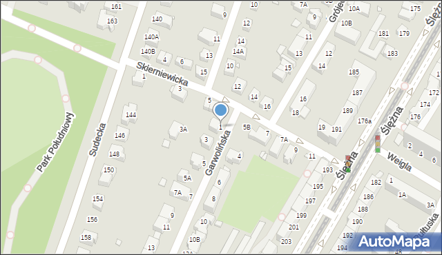 Wrocław, Garwolińska, 1, mapa Wrocławia