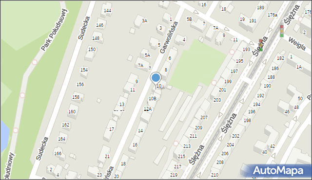 Wrocław, Garwolińska, 10A, mapa Wrocławia