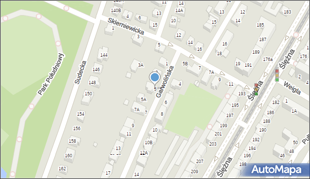 Wrocław, Garwolińska, 5, mapa Wrocławia