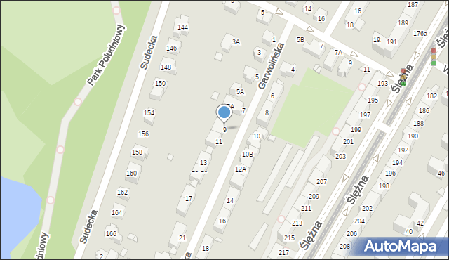 Wrocław, Garwolińska, 9, mapa Wrocławia