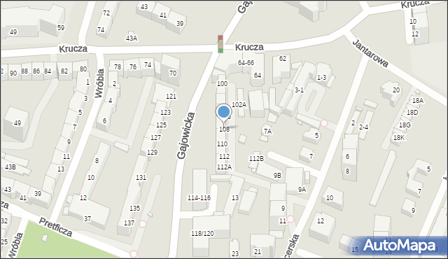 Wrocław, Gajowicka, 108, mapa Wrocławia