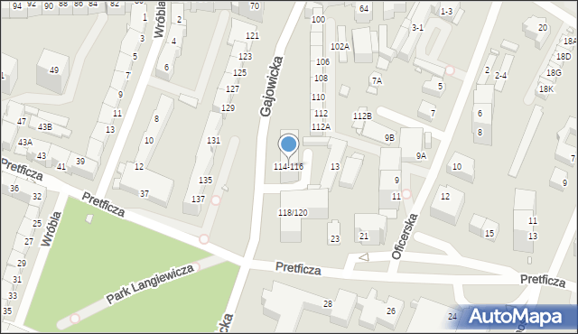 Wrocław, Gajowicka, 114-116, mapa Wrocławia