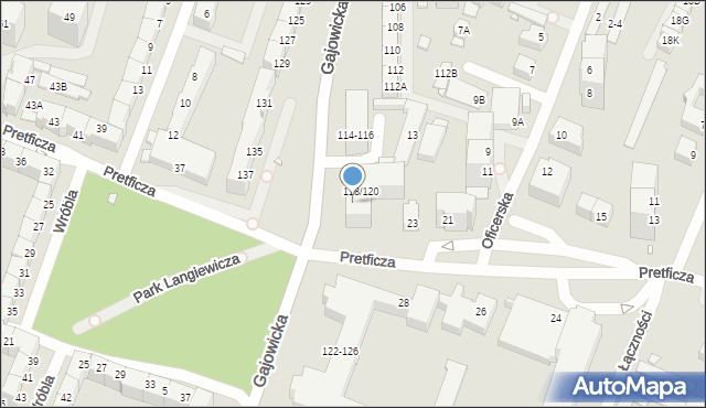 Wrocław, Gajowicka, 118-120, mapa Wrocławia