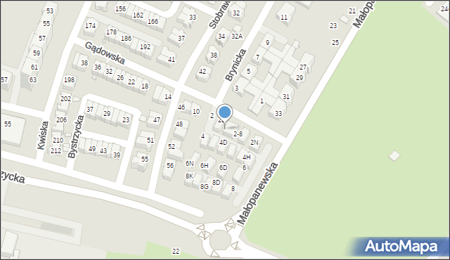 Wrocław, Gądowska, 2F, mapa Wrocławia