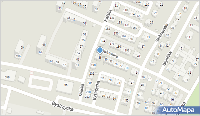 Wrocław, Gądowska, 38, mapa Wrocławia