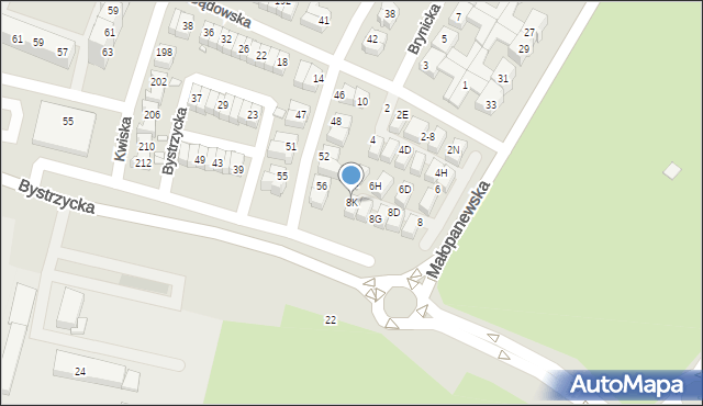 Wrocław, Gądowska, 8K, mapa Wrocławia