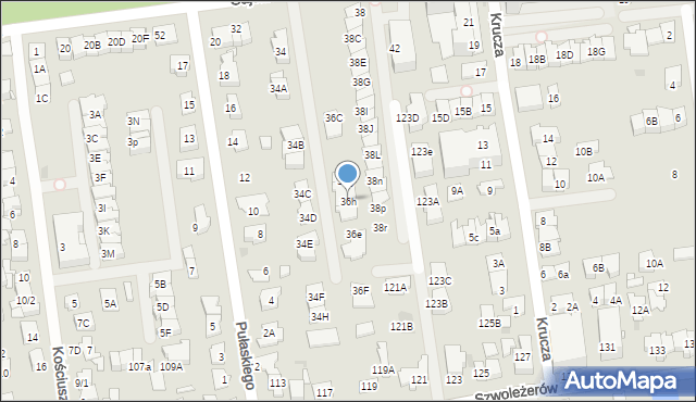 Ząbki, Gajowa, 36h, mapa Ząbki