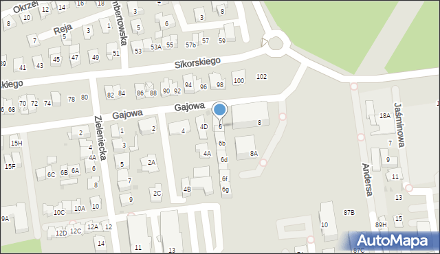 Ząbki, Gajowa, 6, mapa Ząbki