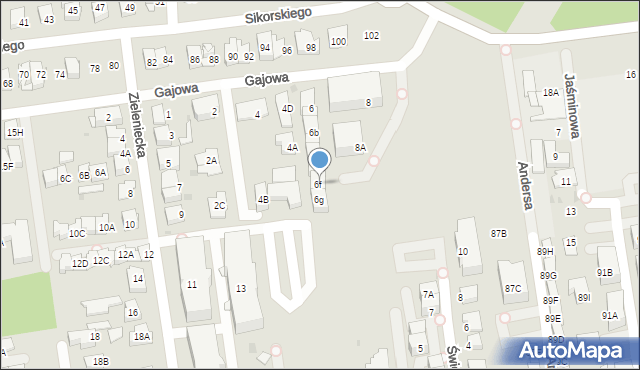 Ząbki, Gajowa, 6f, mapa Ząbki