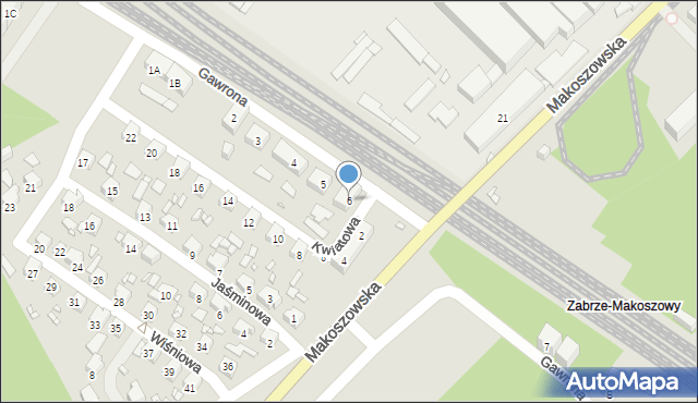 Zabrze, Gawrona Józefa, 6, mapa Zabrza