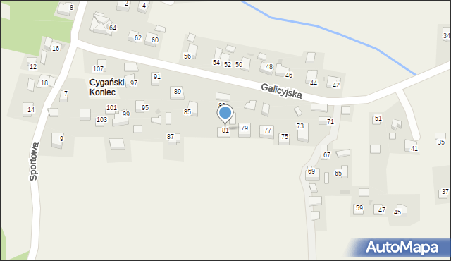 Zalas, Galicyjska, 81, mapa Zalas