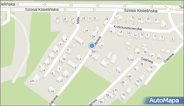 Zielona Góra, Gajowa, 1f, mapa Zielona Góra