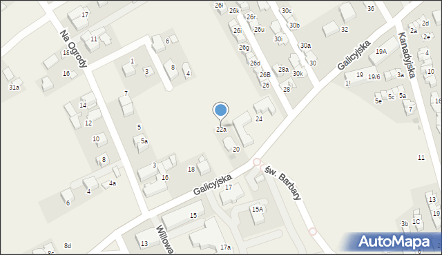 Zielonki, Galicyjska, 22a, mapa Zielonki