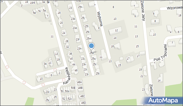 Zielonki, Galicyjska, 25p, mapa Zielonki