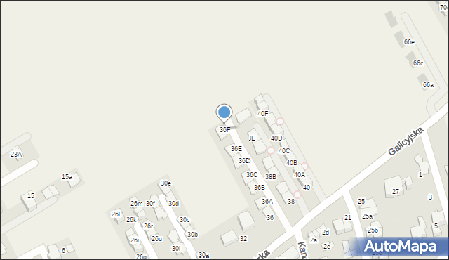 Zielonki, Galicyjska, 36F, mapa Zielonki