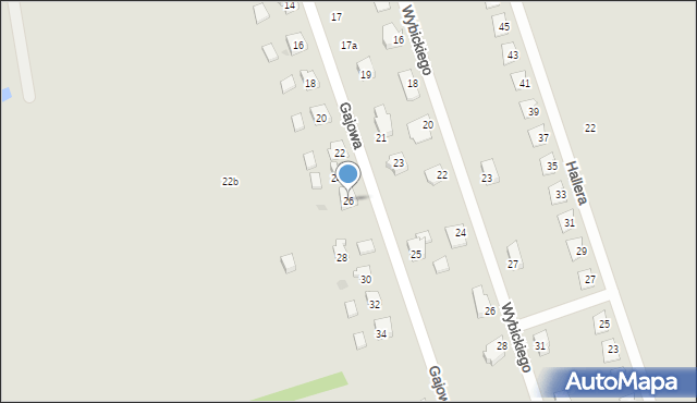 Żory, Gajowa, 26, mapa Żor