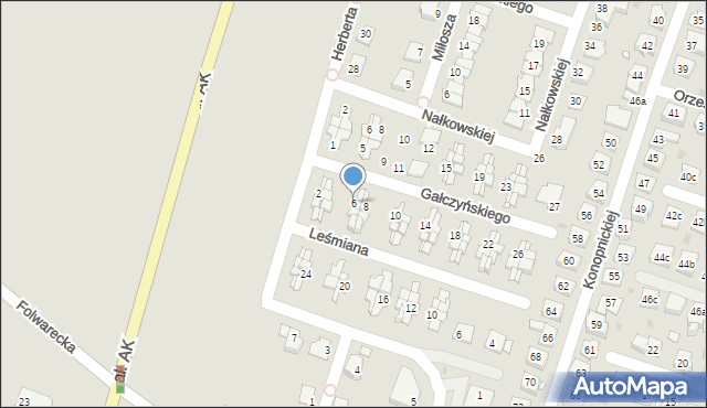 Żory, Gałczyńskiego Konstantego Ildefonsa, 6, mapa Żor