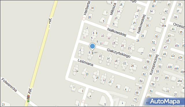 Żory, Gałczyńskiego Konstantego Ildefonsa, 8, mapa Żor