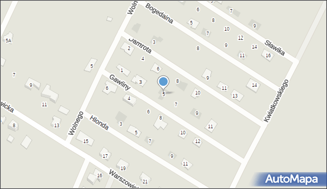 Żory, Gawliny Józefa, ks. bp., 5, mapa Żor