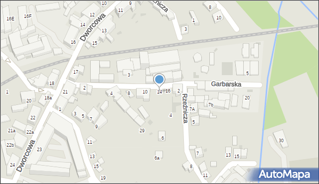 Żywiec, Garbarska, 14, mapa Żywiec