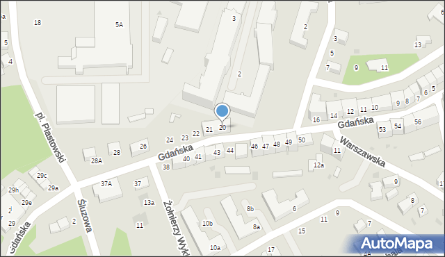 Bolesławiec, Gdańska, 20, mapa Bolesławca
