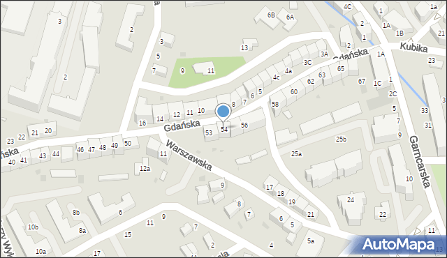Bolesławiec, Gdańska, 54, mapa Bolesławca