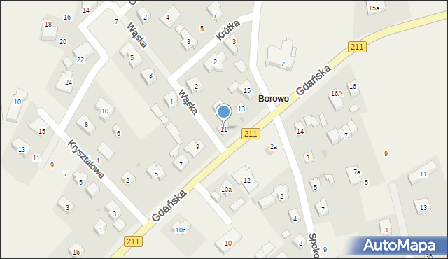 Borowo, Gdańska, 11, mapa Borowo