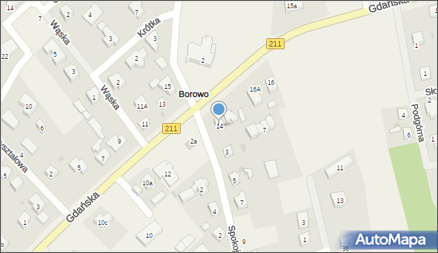 Borowo, Gdańska, 14, mapa Borowo