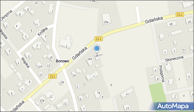 Borowo, Gdańska, 16, mapa Borowo