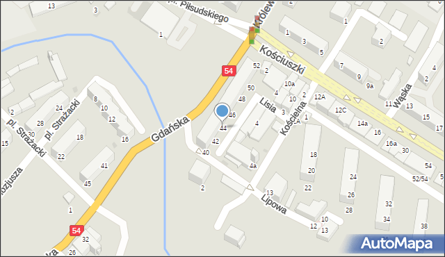 Braniewo, Gdańska, 44, mapa Braniewo