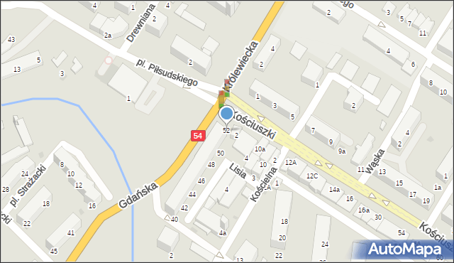 Braniewo, Gdańska, 52, mapa Braniewo