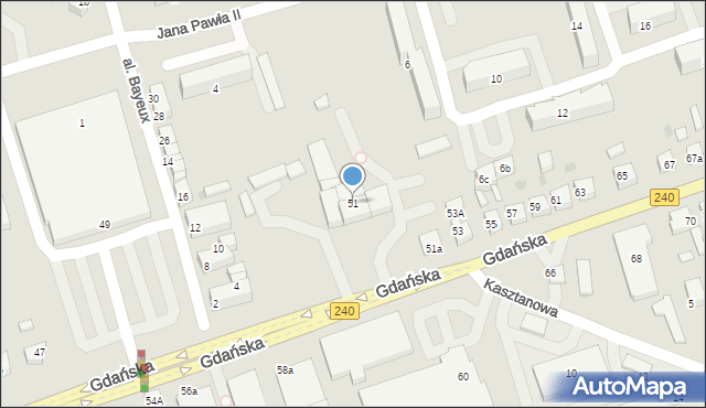 Chojnice, Gdańska, 51, mapa Chojnic