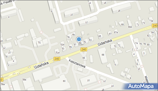 Chojnice, Gdańska, 57a, mapa Chojnic