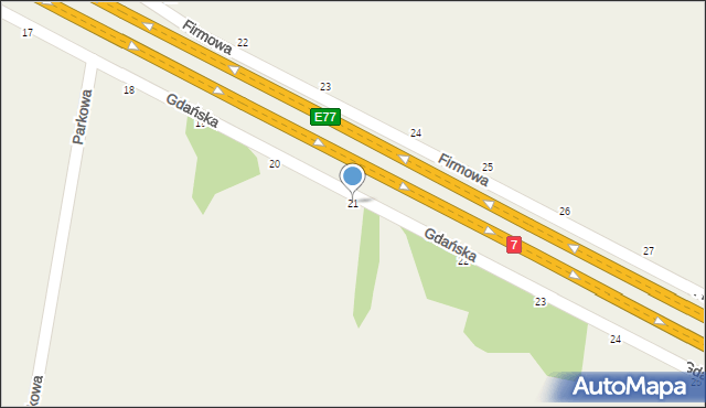 Cząstków Polski, Gdańska, 21, mapa Cząstków Polski