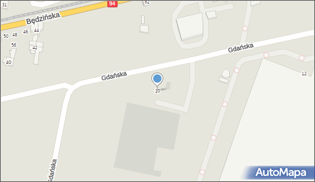 Czeladź, Gdańska, 10, mapa Czeladź